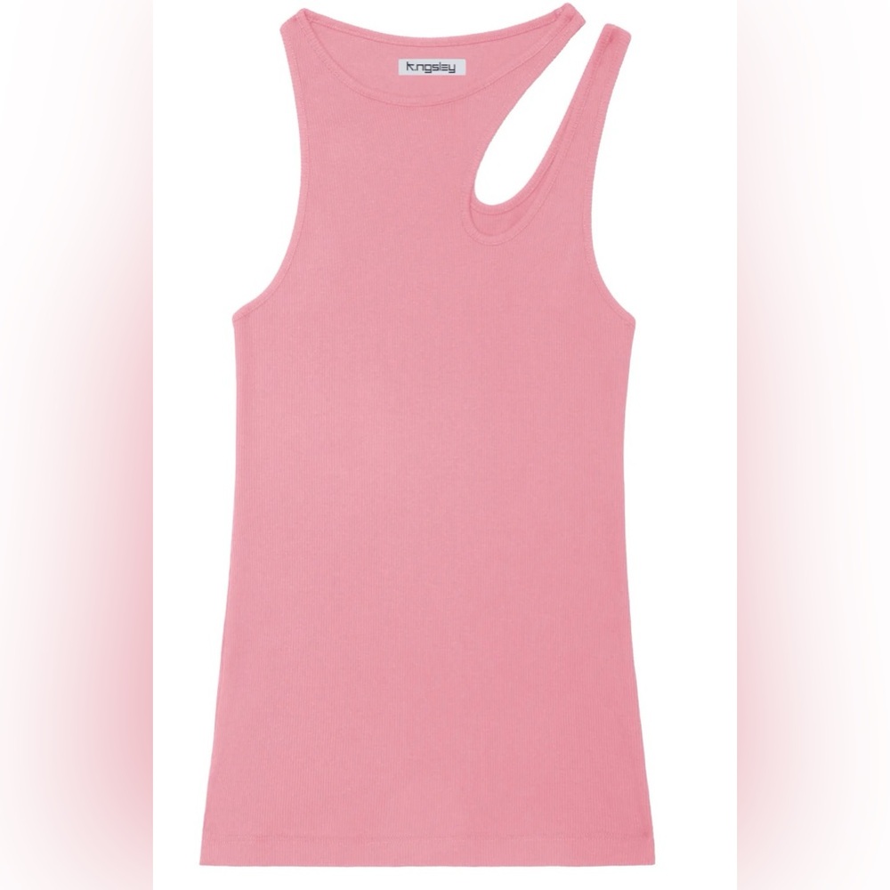 K.ngsley Unisex Vintage Pink Romain Cut Out Ribbed Cotton Jersey Tank Top XL